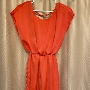 Coral pink above the knee junior dress.